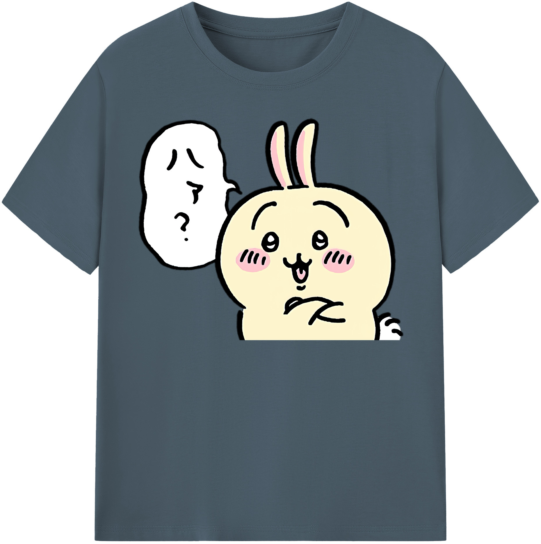 （画像用） ちいかわ うさぎ Chii-kawa usagi 綿100％半袖Tシャツ（フロントプリント）